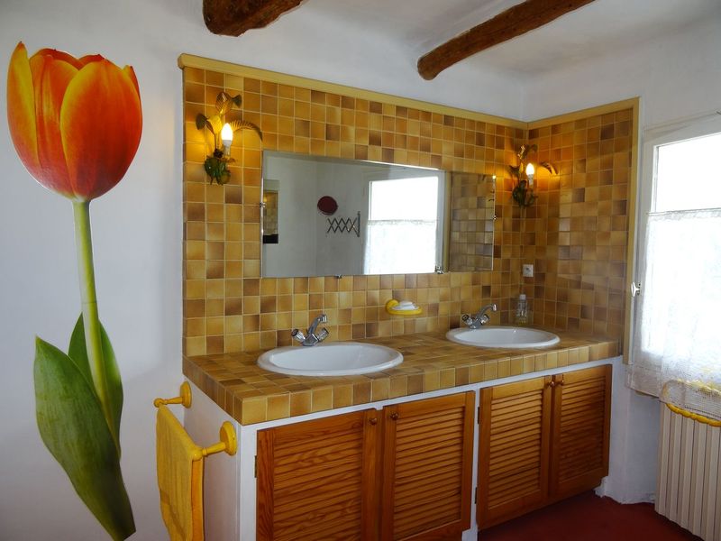 vue sur la ste victoire depuis la sdb d'une maison de village à vendre 13122